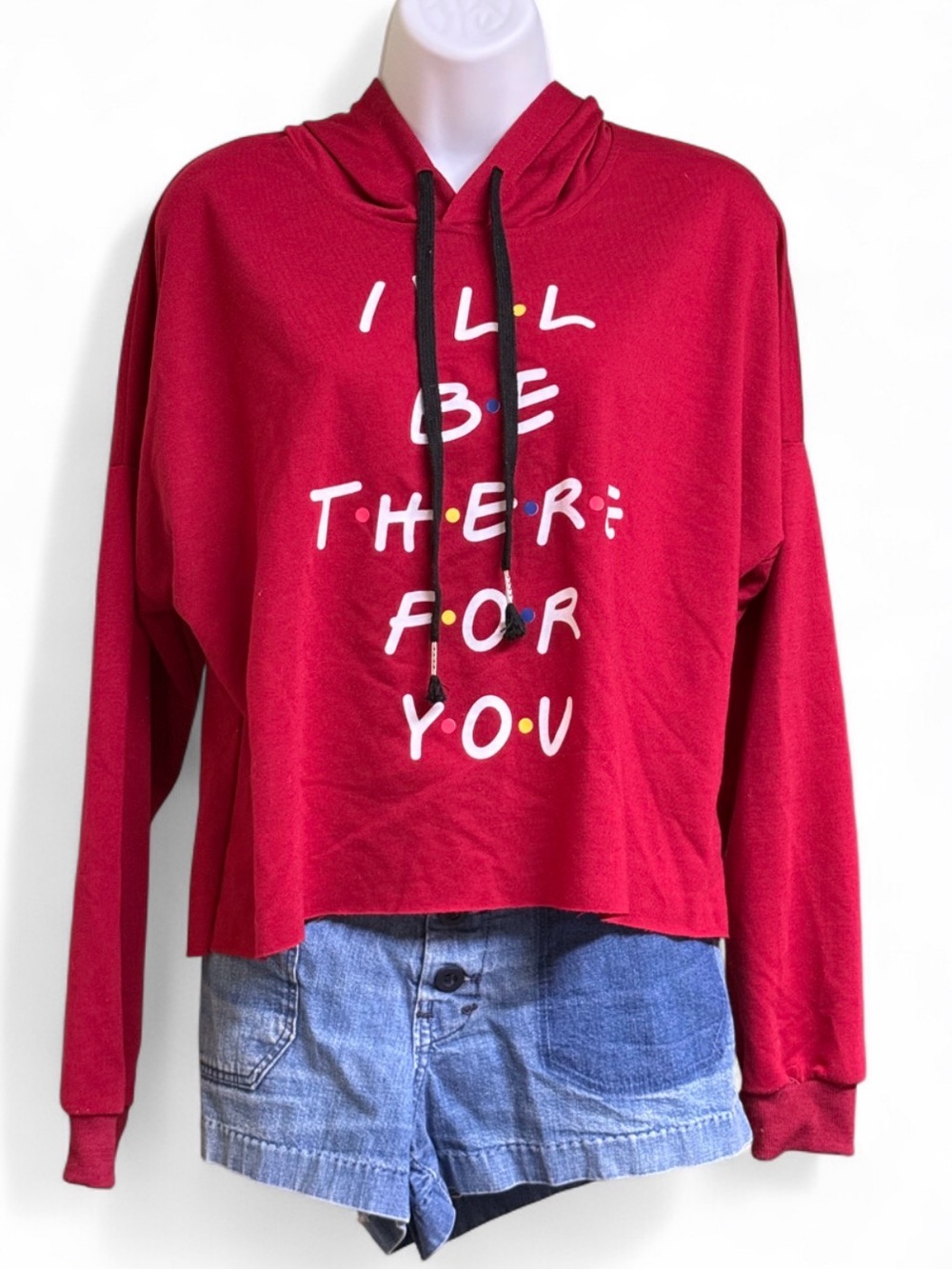Friends “I’ll Be There For You” Red Cropped Hoodie Size XL